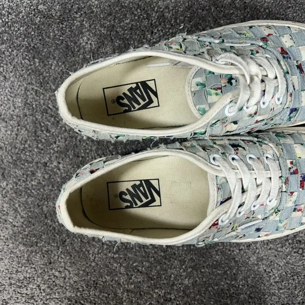 Vans Authentic Woven Stackform Women’s Size 7.5 Floral Denim Platform Shoes Used